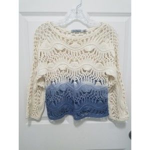 Jason Maxwell Tie Dyed Crochet Knitted Mesh Long Sleeve Women Top Size M